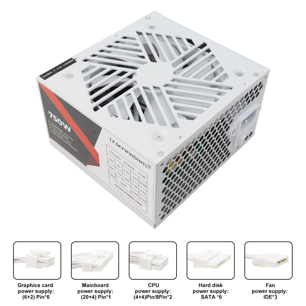 화이트 750W PSU PC 전원 공급 장치, 컴퓨터  - Pc Gaming Watt 리뷰 및 가격